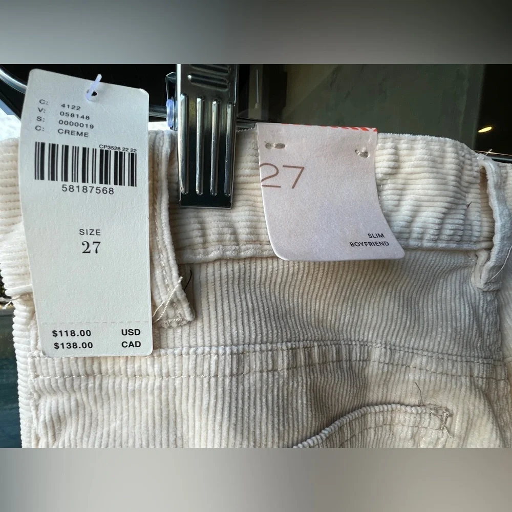 Pilcro | The Slim Boyfriend Corduroy Jeans | NWT Cream 27 - Picture 9 of 16